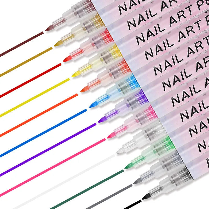 12Pcs/Set Colourful Waterproof Nail Art Graffiti Pen DIY 3D Nail Art Drawing Pen Abstract Line Manicure Tool Painting Liner - AliExpress 66