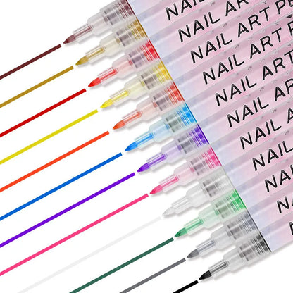 12Pcs/Set Colourful Waterproof Nail Art Graffiti Pen DIY 3D Nail Art Drawing Pen Abstract Line Manicure Tool Painting Liner - AliExpress 66