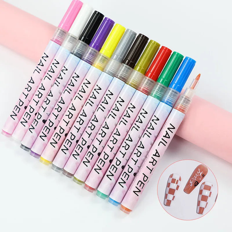 12Pcs/Set Colourful Waterproof Nail Art Graffiti Pen DIY 3D Nail Art Drawing Pen Abstract Line Manicure Tool Painting Liner - AliExpress 66