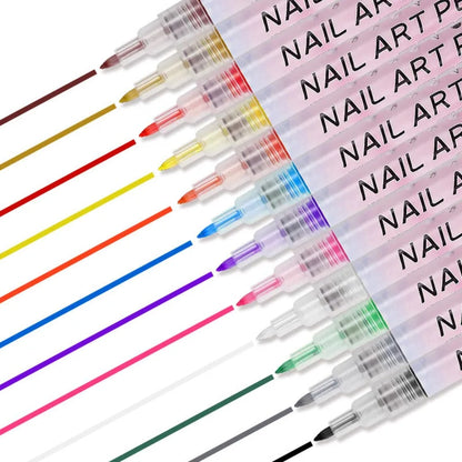 12Pcs/Set Colourful Waterproof Nail Art Graffiti Pen DIY 3D Nail Art Drawing Pen Abstract Line Manicure Tool Painting Liner - AliExpress 66